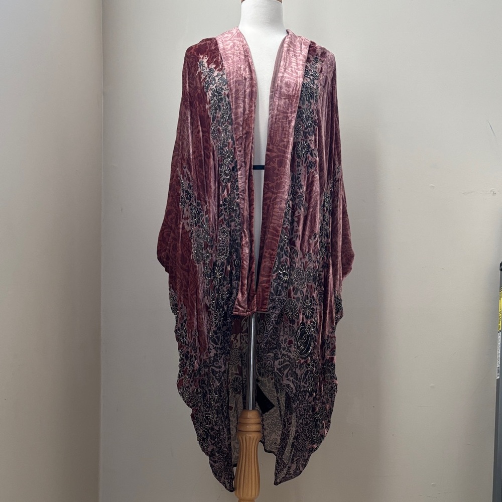 The Kooples Paris Romantic Poetic Velvet Burn Out Beaded Kimono RARE